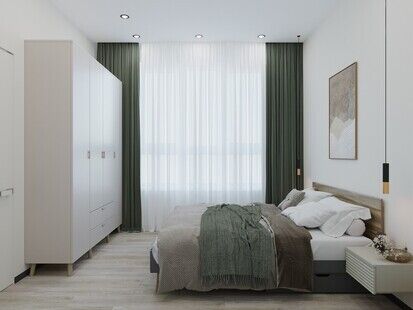 Фото № 3: Дизайн-проект двухкомнатной квартиры 33.62  м² Современный стиль для ЖК Огни-2