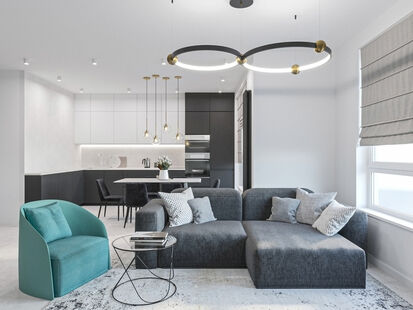 Фото № 1: Дизайн-проект двухкомнатной квартиры 67.5  м² Стиль Модернизм для ЖК Тринити