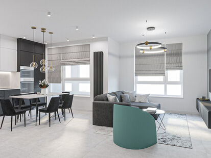 Фото № 6: Дизайн-проект двухкомнатной квартиры 67.5  м² Стиль Модернизм для ЖК Тринити