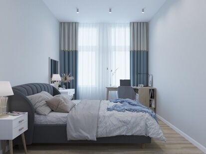 Фото № 2: Дизайн-проект однокомнатной квартиры 42.9  м² Современный стиль для ЖК Скандинавия