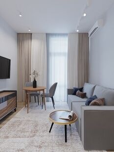 Фото № 6: Дизайн-проект однокомнатной квартиры 42.9  м² Современный стиль для ЖК Скандинавия