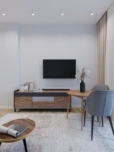 Фото № 3: Дизайн-проект однокомнатной квартиры 42.9  м² Современный стиль для ЖК Скандинавия