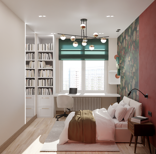 Фото № 4: Дизайн-проект четырехкомнатной квартиры 95.0  м² Стиль Эклектика для ЖК Серебрица