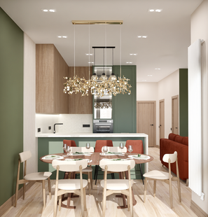 Фото № 2: Дизайн-проект четырехкомнатной квартиры 95.0  м² Стиль Эклектика для ЖК Серебрица