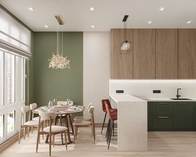 Фото № 3: Дизайн-проект четырехкомнатной квартиры 95.0  м² Стиль Эклектика для ЖК Серебрица