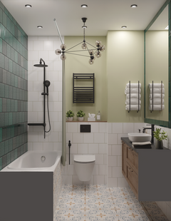 Фото № 5: Дизайн-проект четырехкомнатной квартиры 95.0  м² Стиль Эклектика для ЖК Серебрица