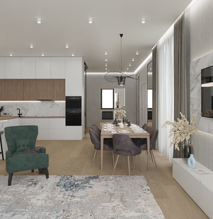 Фото № 2: Дизайн-проект дома/коттеджа 124.0  м² Стиль Модернизм для частного дома в мо