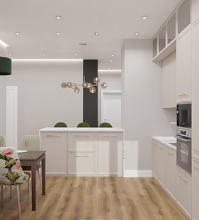 Фото № 3: Дизайн-проект четырехкомнатной квартиры 103.4  м² Стиль Модернизм для ЖК Мой адрес на Береговом