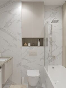 Фото № 3: Дизайн-проект однокомнатной квартиры 40.9  м² Стиль Контемпорари для ЖК Южная Битца