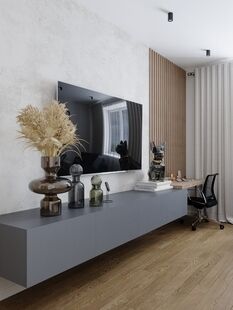 Фото № 1: Дизайн-проект однокомнатной квартиры 46.34  м² Современный стиль для ЖК Московский