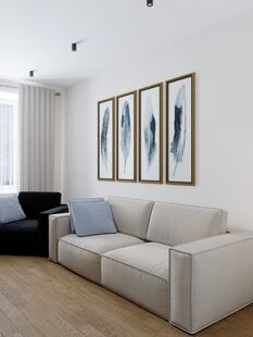 Фото № 3: Дизайн-проект однокомнатной квартиры 46.34  м² Современный стиль для ЖК Московский