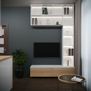 Фото № 5: Дизайн-проект однокомнатной квартиры 34.57  м² Современный стиль для ЖК Статус у Парка Победы