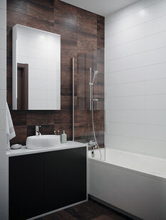 Фото № 6: Дизайн-проект однокомнатной квартиры 34.57  м² Современный стиль для ЖК Статус у Парка Победы