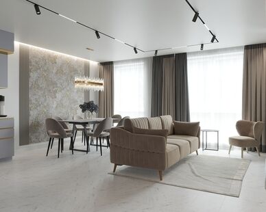 Фото № 2: Дизайн-проект двухкомнатной квартиры 92.07  м² Современная классика для ЖК Акварели