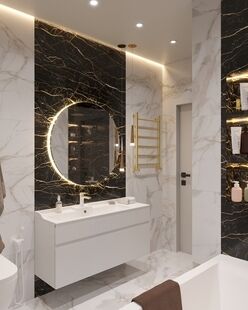 Фото № 3: Дизайн-проект двухкомнатной квартиры 92.07  м² Современная классика для ЖК Акварели