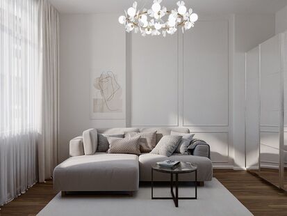 Фото № 1: Дизайн-проект трехкомнатной квартиры 91.0  м² Современный стиль для ЖК Династия