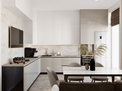 Фото № 2: Дизайн-проект трехкомнатной квартиры 91.0  м² Современный стиль для ЖК Династия