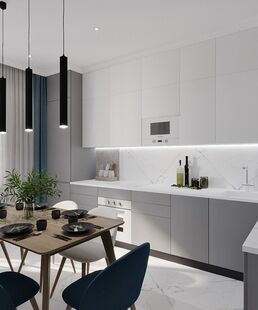 Фото № 6: Дизайн-проект трехкомнатной квартиры 74.2  м² Современный стиль для ЖК Петроглиф Парк