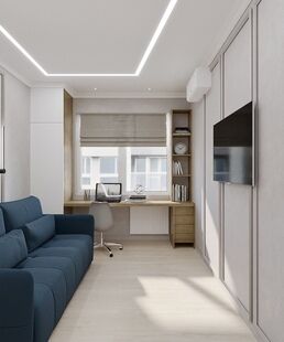 Фото № 5: Дизайн-проект трехкомнатной квартиры 74.2  м² Современный стиль для ЖК Петроглиф Парк