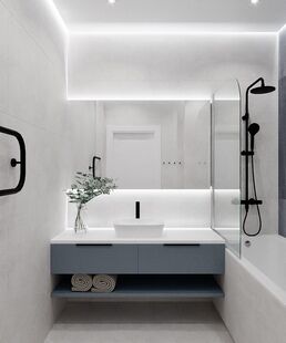 Фото № 3: Дизайн-проект трехкомнатной квартиры 74.2  м² Современный стиль для ЖК Петроглиф Парк