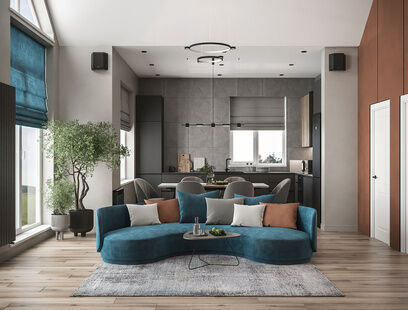 Фото № 1: Дизайн-проект дома/коттеджа 110.39  м² Стиль Модернизм для этажа частного дома в г. казань