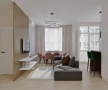 Фото № 1: Дизайн-проект трехкомнатной квартиры 74.9  м² Современный стиль для ЖК Румянцево Парк