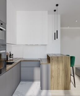 Фото № 2: Дизайн-проект трехкомнатной квартиры 74.9  м² Современный стиль для ЖК Румянцево Парк