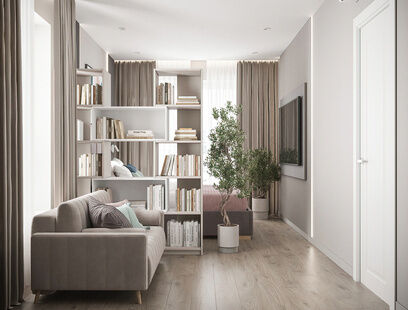 Фото № 5: Дизайн-проект двухкомнатной квартиры 55.3  м² Стиль Контемпорари для ЖК Амурский Парк