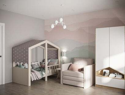 Фото № 3: Дизайн-проект двухкомнатной квартиры 55.3  м² Стиль Контемпорари для ЖК Амурский Парк