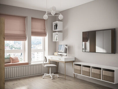 Фото № 2: Дизайн-проект двухкомнатной квартиры 55.3  м² Стиль Контемпорари для ЖК Амурский Парк