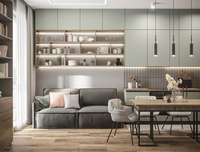 Фото № 1: Дизайн-проект четырехкомнатной квартиры 78.9  м² Стиль Модернизм для ЖК Невский