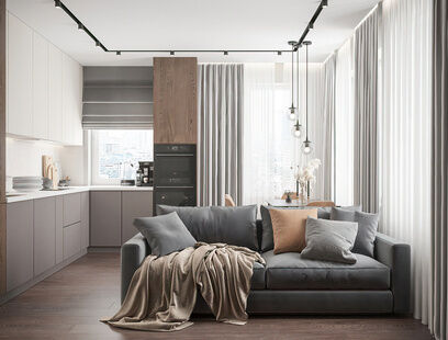 Фото № 1: Дизайн-проект четырехкомнатной квартиры 75.0  м² Стиль Модернизм для ЖК Героев