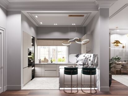 Фото № 4: Дизайн-проект трехкомнатной квартиры 104.02  м² Современная классика для ЖК Воробьевы Горы