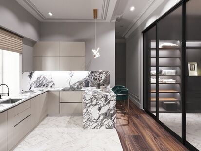 Фото № 3: Дизайн-проект трехкомнатной квартиры 104.02  м² Современная классика для ЖК Воробьевы Горы