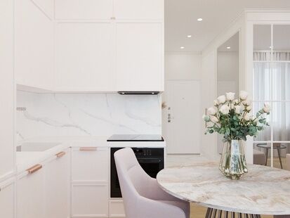 Фото № 3: Дизайн-проект однокомнатной квартиры 32.32  м² Современная классика для ЖК Солнечная система