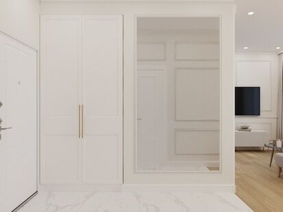 Фото № 6: Дизайн-проект однокомнатной квартиры 32.32  м² Современная классика для ЖК Солнечная система