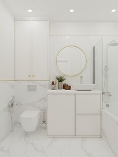 Фото № 2: Дизайн-проект однокомнатной квартиры 32.32  м² Современная классика для ЖК Солнечная система