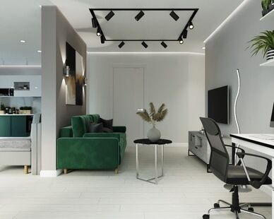 Фото № 4: Дизайн-проект трехкомнатной квартиры 91.27  м² стиль Модернизм для ЖК Чемпионский