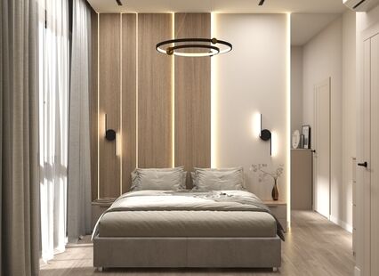 Фото № 5: Дизайн-проект трехкомнатной квартиры 58.2  м² стиль Модернизм для ЖК Павелецкая Сити