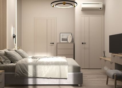 Фото № 2: Дизайн-проект трехкомнатной квартиры 58.2  м² стиль Модернизм для ЖК Павелецкая Сити