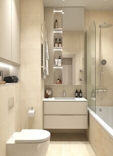 Фото № 6: Дизайн-проект трехкомнатной квартиры 58.2  м² стиль Модернизм для ЖК Павелецкая Сити