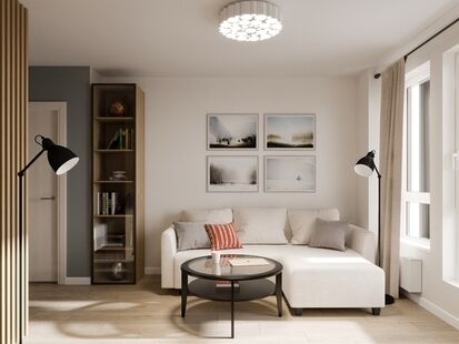 Фото № 4: Дизайн-проект зала 18.58  м² Скандинавский стиль для ЖК Шереметьевский