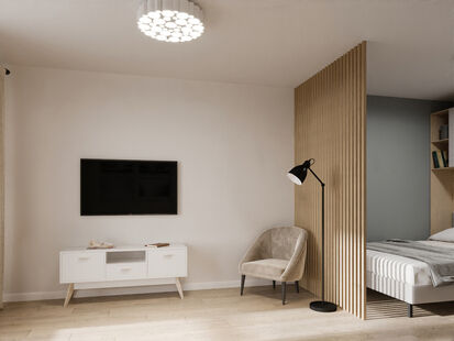 Фото № 3: Дизайн-проект зала 18.58  м² Скандинавский стиль для ЖК Шереметьевский