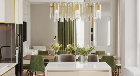 ЖК "Новое Медведково": готовый дизайн проект в стиле "Арт-деко". Площадь 127.0 м² - фото №1