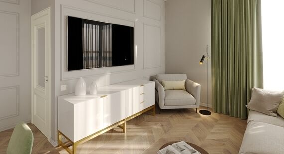 ЖК "Новое Медведково": готовый дизайн проект в стиле "Арт-деко". Площадь 127.0 м² - фото №2