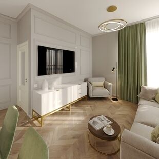 Фото № 2: Дизайн-проект пятикомнатной квартиры 127.0  м² Стиль Арт-деко для ЖК Новое Медведково