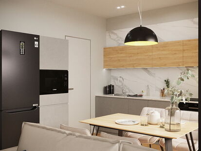 Фото № 5: Дизайн-проект двухкомнатной квартиры 57.97  м² стиль Модернизм для ЖК Новое Пушкино