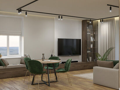 Фото № 6: Дизайн-проект трехкомнатной квартиры 99.45  м² стиль Модернизм для ЖК в г. Самара