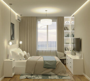 Фото № 4: Дизайн-проект трехкомнатной квартиры 99.45  м² стиль Модернизм для ЖК в г. Самара