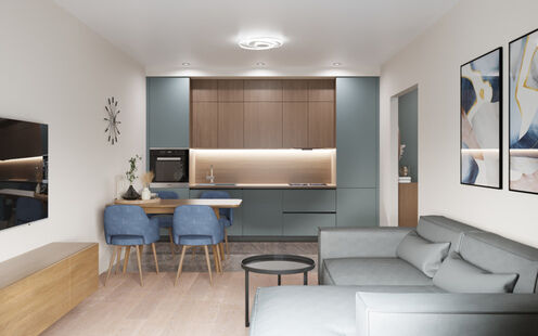 Фото № 1: Дизайн-проект трехкомнатной квартиры 56.34  м² Современный стиль для ЖК ПИК